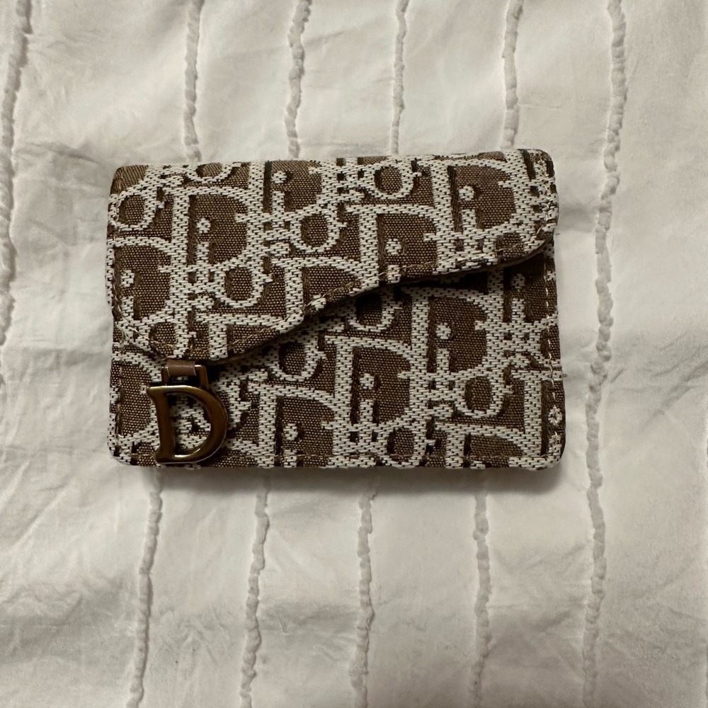 Dior Brown and White Monogram Wallet